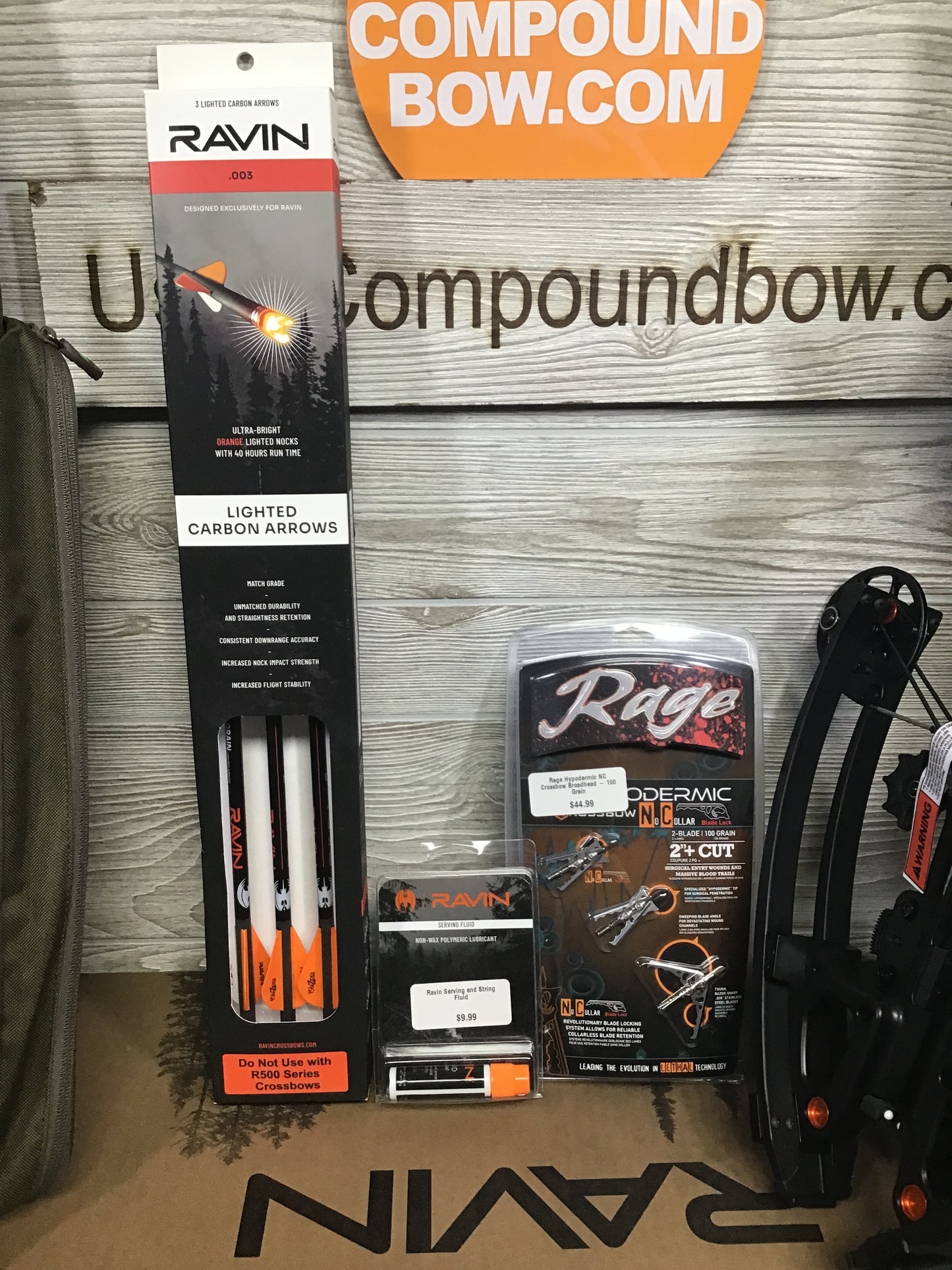 Brand new Ravin R10 crossbow package R014 NEW IN BOX of lighted bolts, Case, Broadheads, Serving Fluid, and Sling