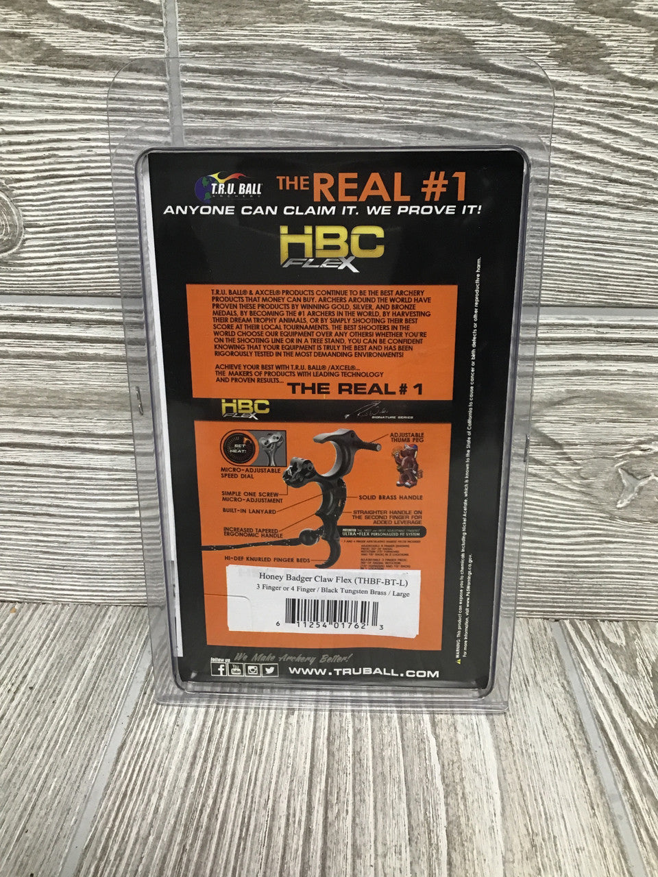 Tru Ball Honey Badger Claw Flex 3/4 Finger - Large - Black