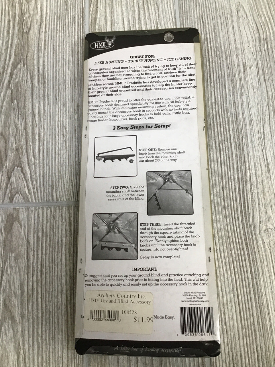 HME Hub Style Ground Blind Accessory Hook