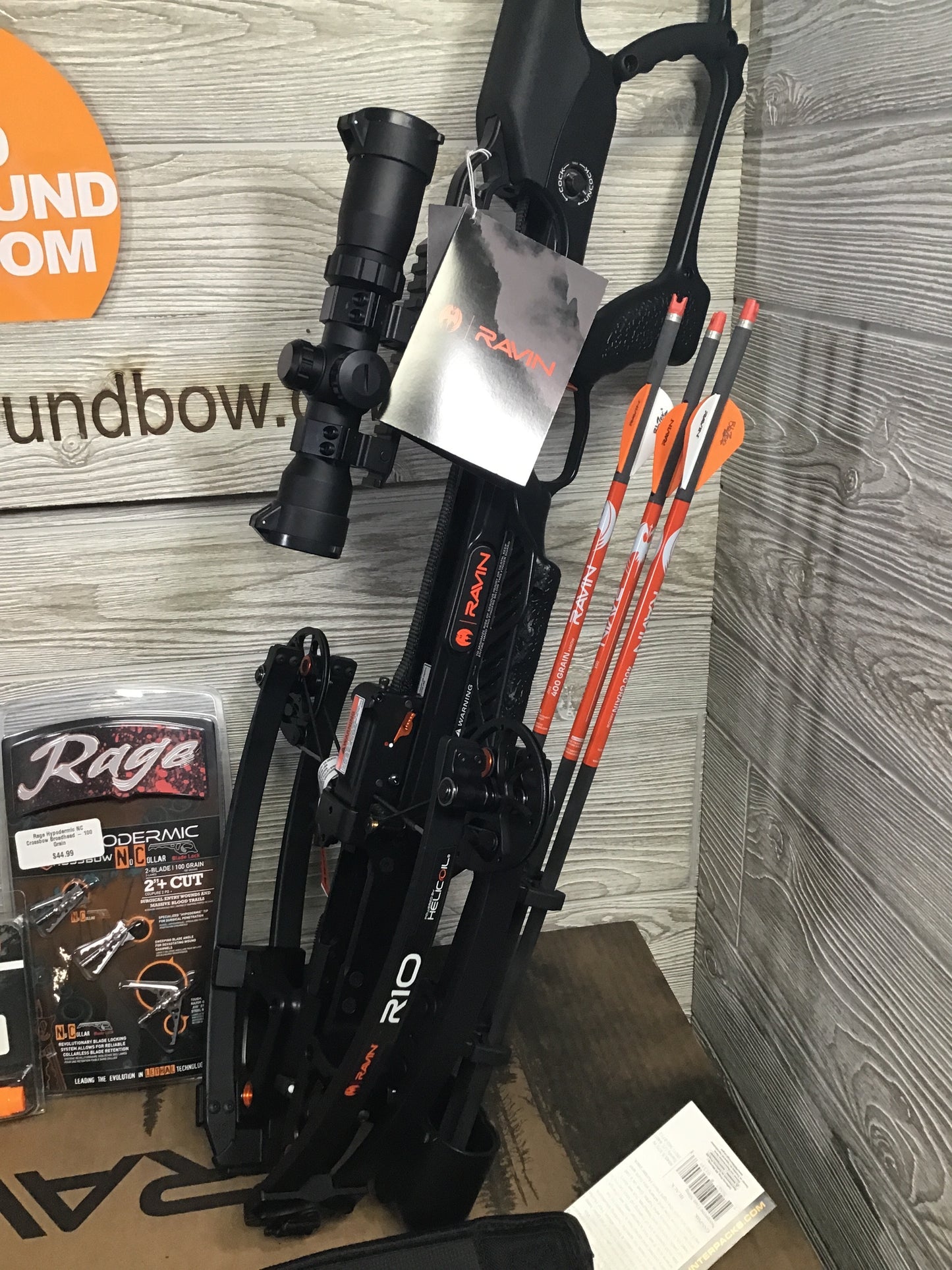 Brand new Ravin R10 crossbow package R014 NEW IN BOX of lighted bolts, Case, Broadheads, Serving Fluid, and Sling