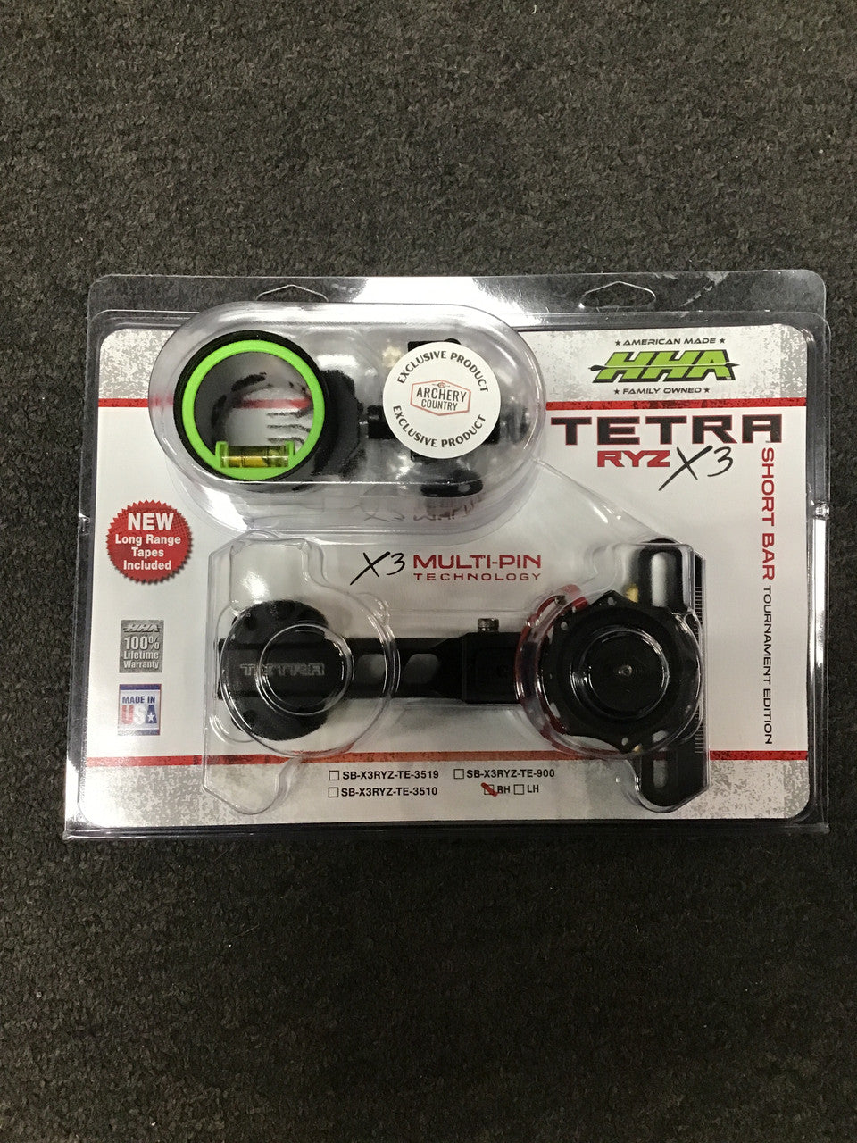 Brand New HHA Tetra RYZ X3 Right Handed Dovetail W/Rechargeable Sight Light