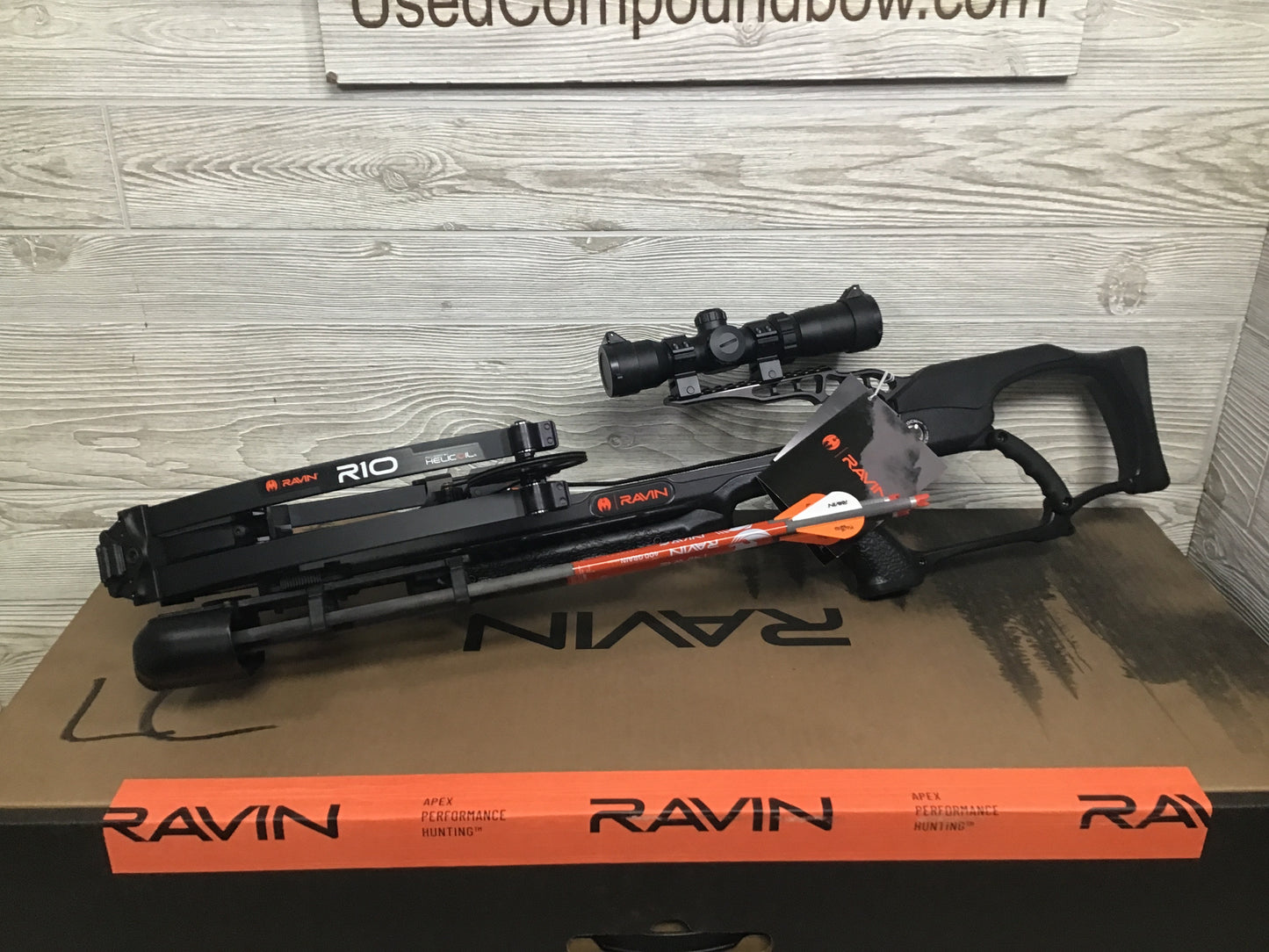 Brand new Ravin R10 crossbow package R014 NEW IN BOX of lighted bolts, Case, Broadheads, Serving Fluid, and Sling
