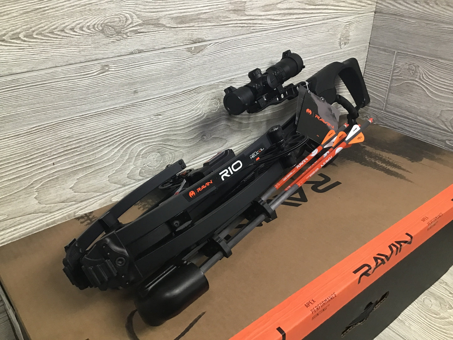 Brand new Ravin R10 crossbow package R014 NEW IN BOX of lighted bolts, Case, Broadheads, Serving Fluid, and Sling