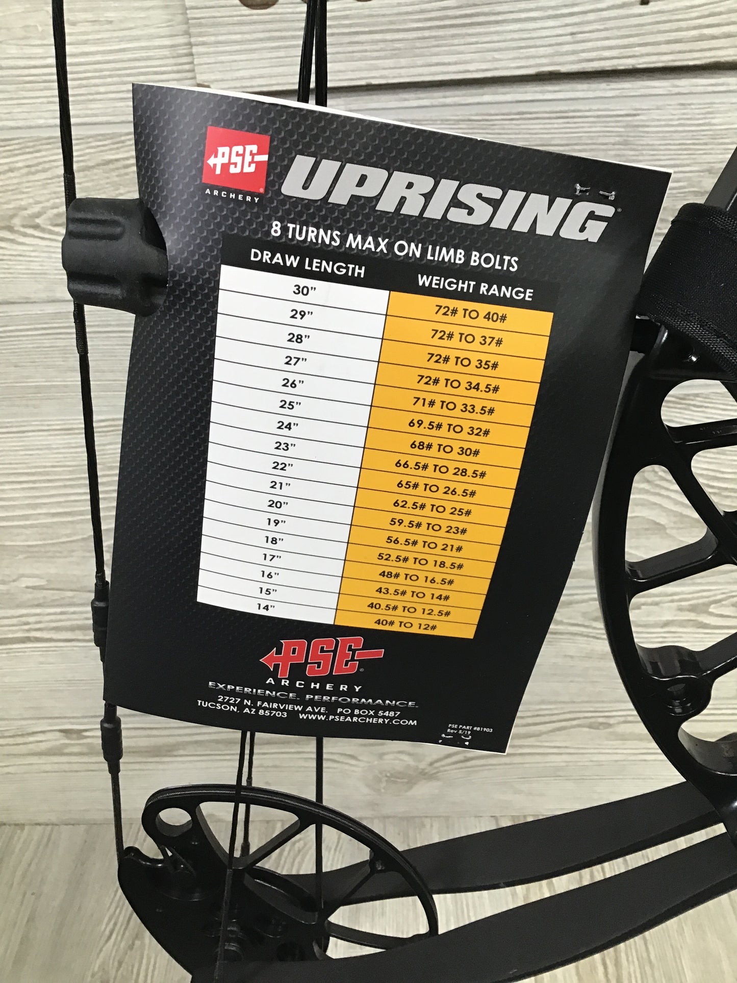 NEW IN BOX W/WARRANTY PSE UPRISING LEFT HANDED PACKAGE BLACK