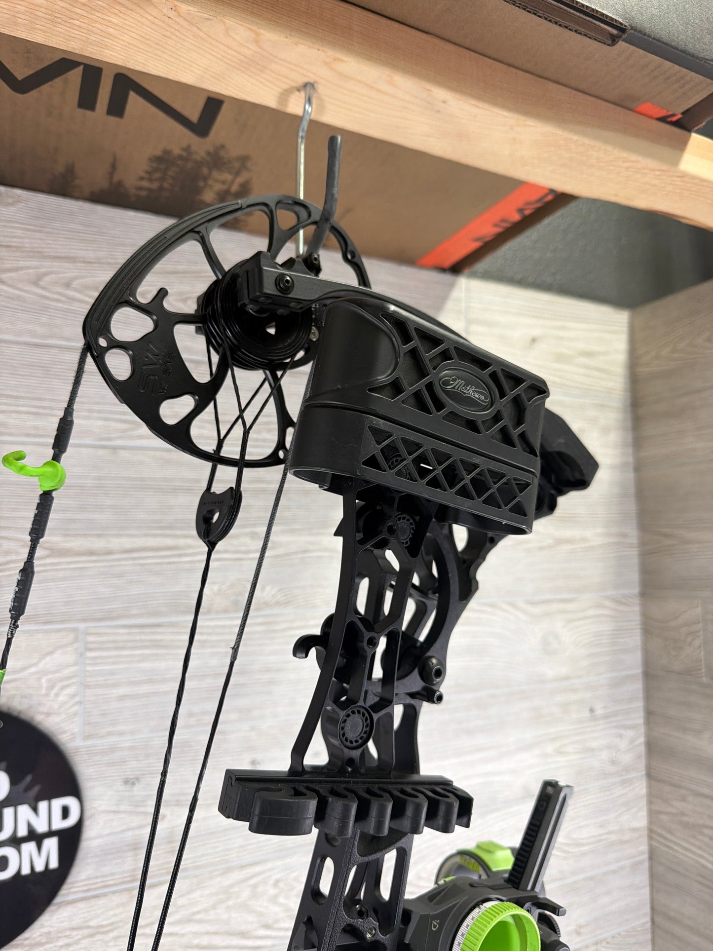 Used Mathews Phase 4-29 Right Hand Black Bow Package W/ Custom Dialed Pruf