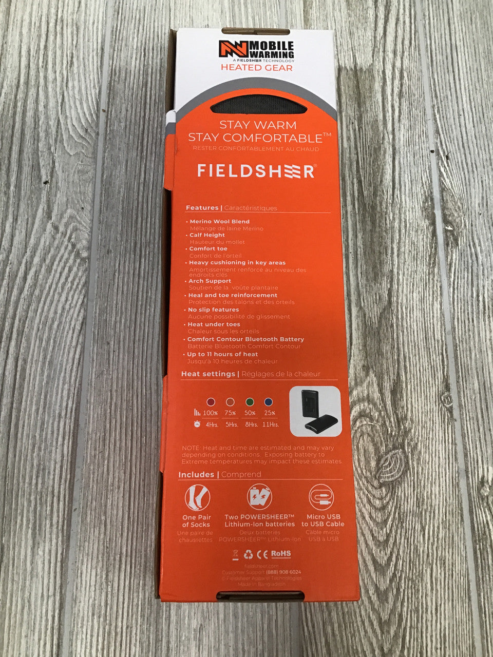 Fieldsheer Premium Merino Wool Heated Socks for Men, SIZE LARGE, NIB