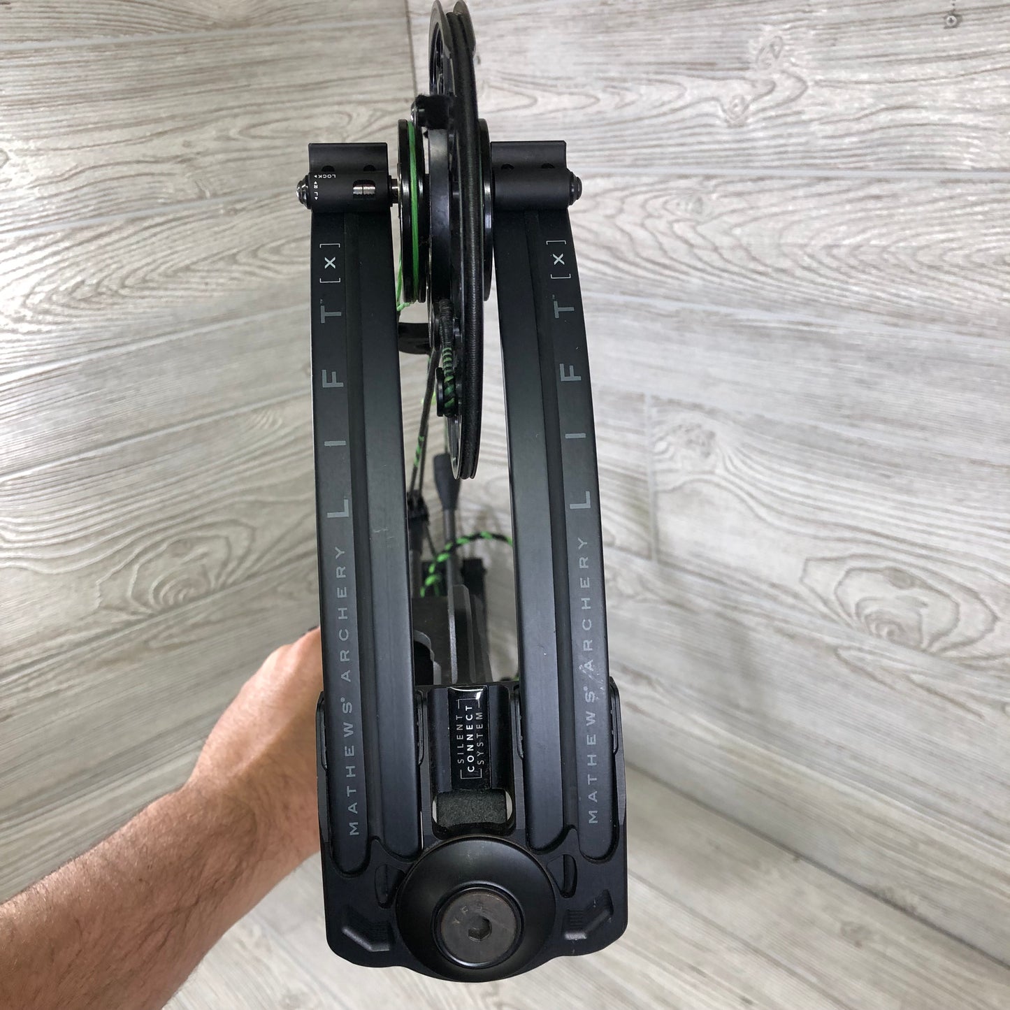 Used Mathews Lift X 33 Black RH Bow green and black custom strings