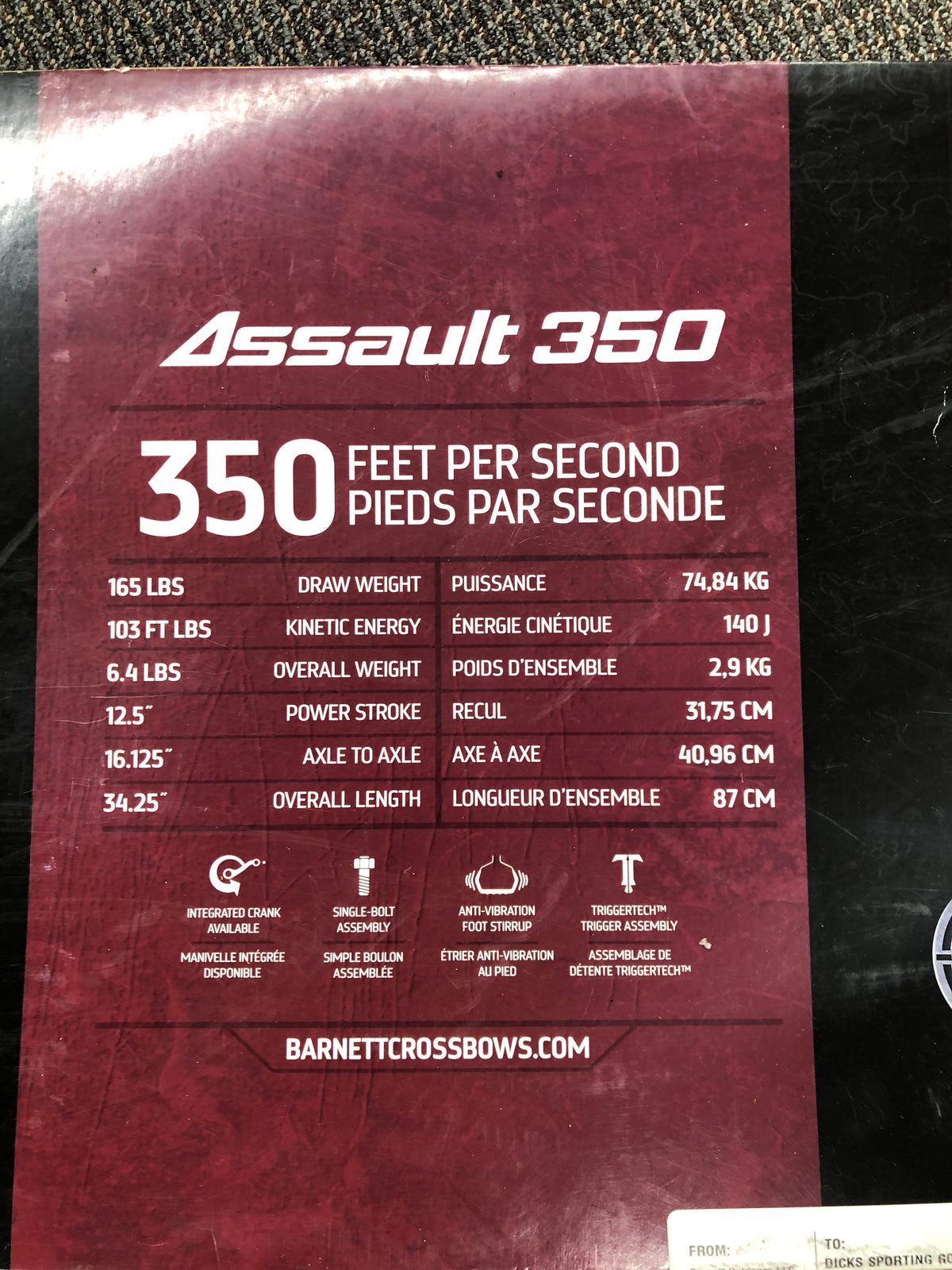 Used Barnett Assault 350 package