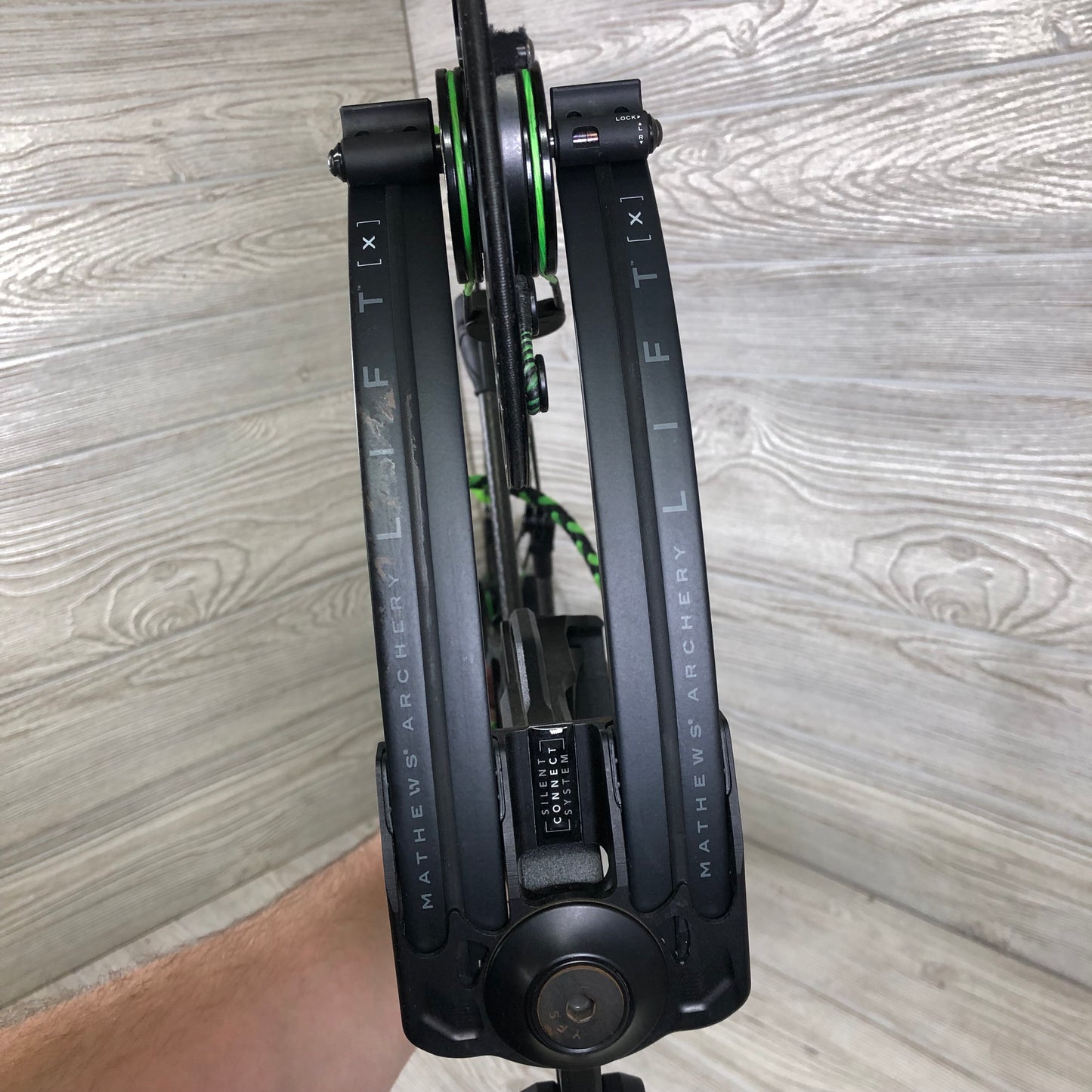 Used Mathews Lift X 33 Black RH Bow green and black custom strings