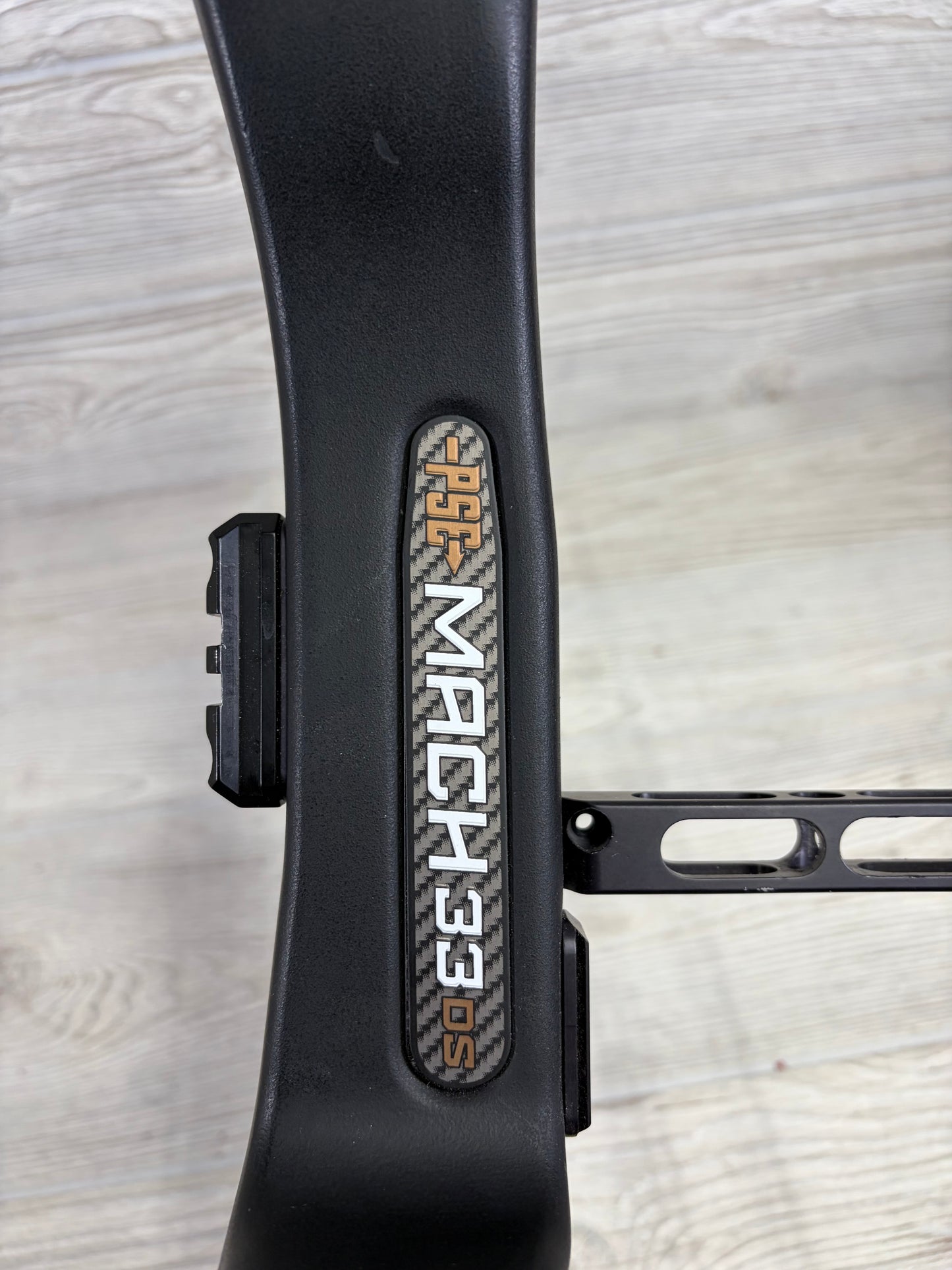 Used PSE Mach 33 DS 25.5-31" 70-80lb Right Hand Black/Bronze with Gas System X Strings