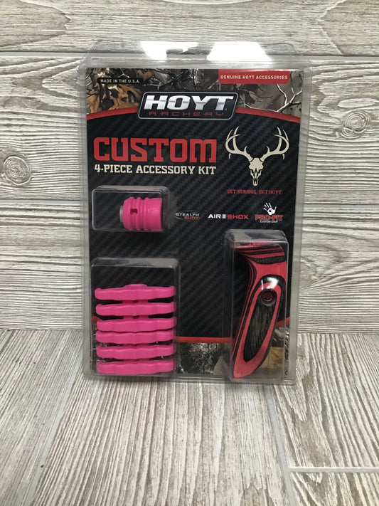 Hoyt Custom Left Hand 4 Piece Kit Pink Grip, Limb Dampener, And Stealth Shot