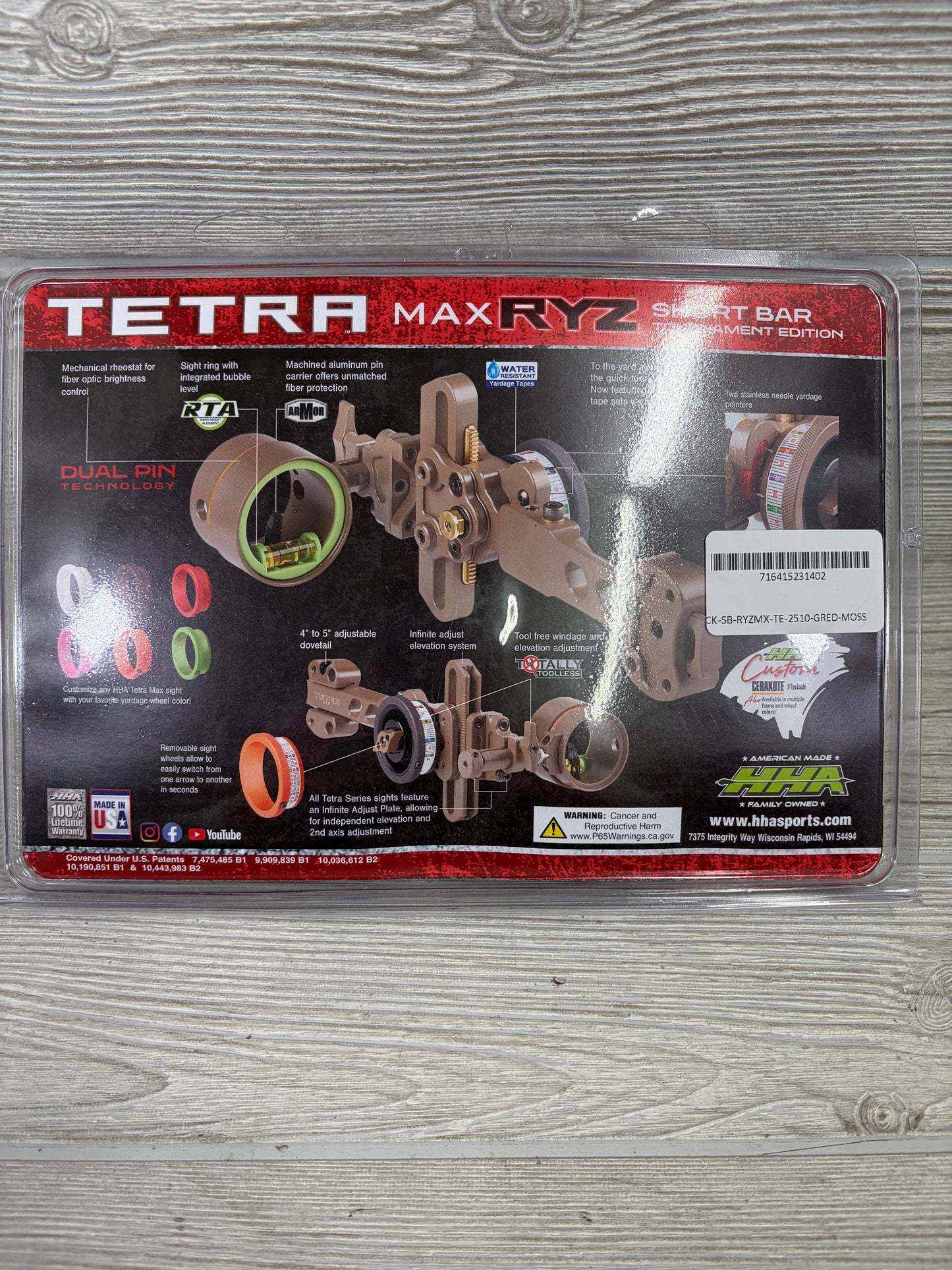 HHA Tetra Max RYZ 2 Pin Right Handed Dovetail Moss Color
