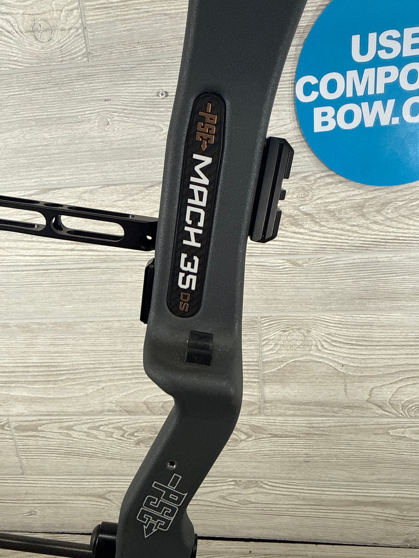 PSE Mach 35 left hand 60 lbs charcoal with kuiu limbs systm x strings