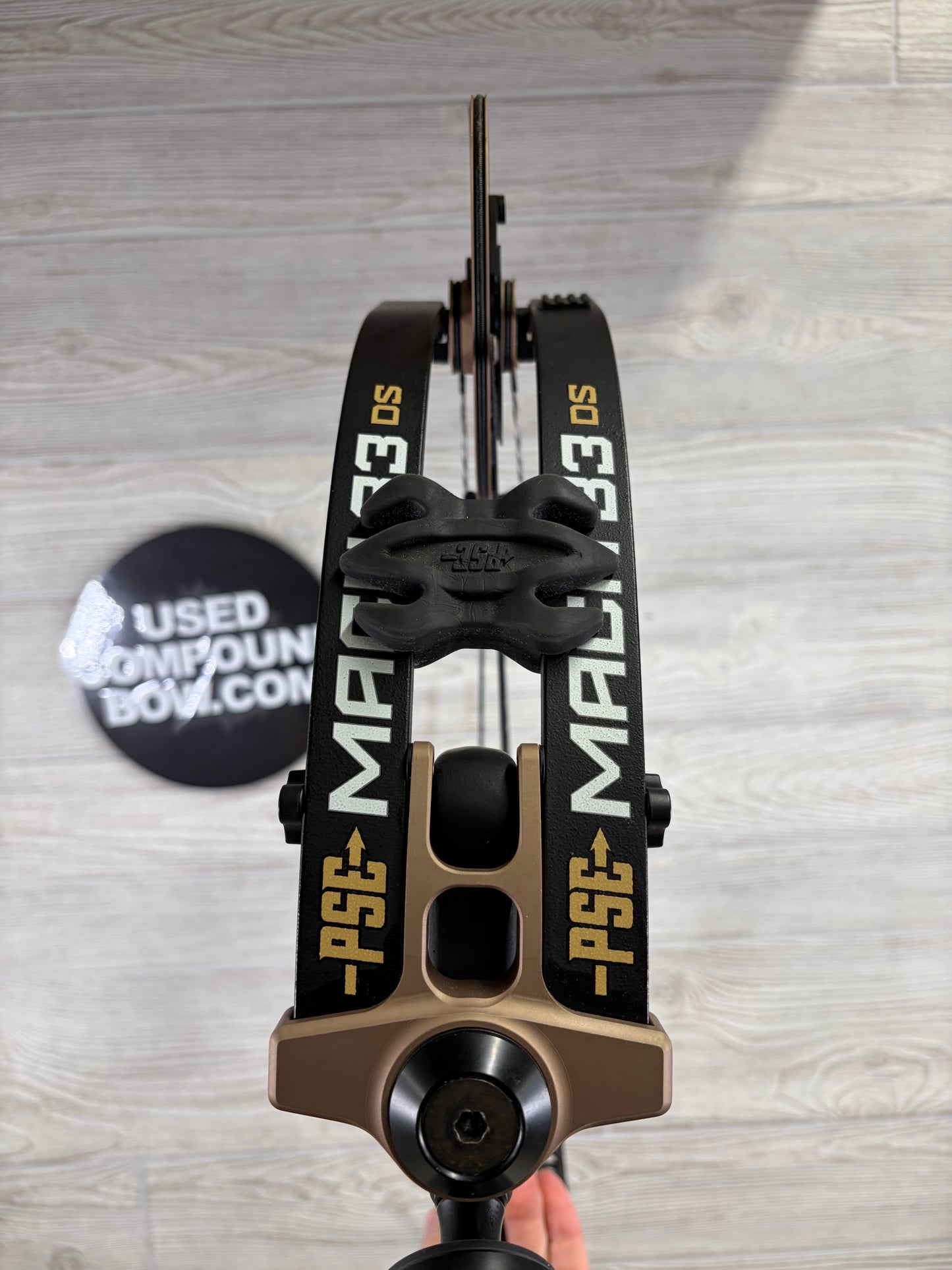 Used PSE Mach 33 DS 25.5-31" 70-80lb Right Hand Black/Bronze with Gas System X Strings