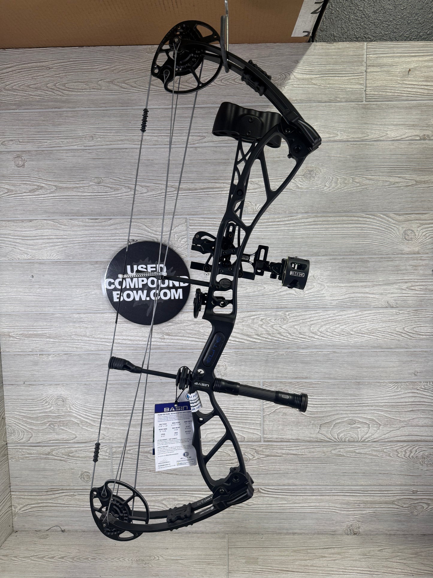 Elite Basin Left Handed Black 20-70lbs Bow Pkg