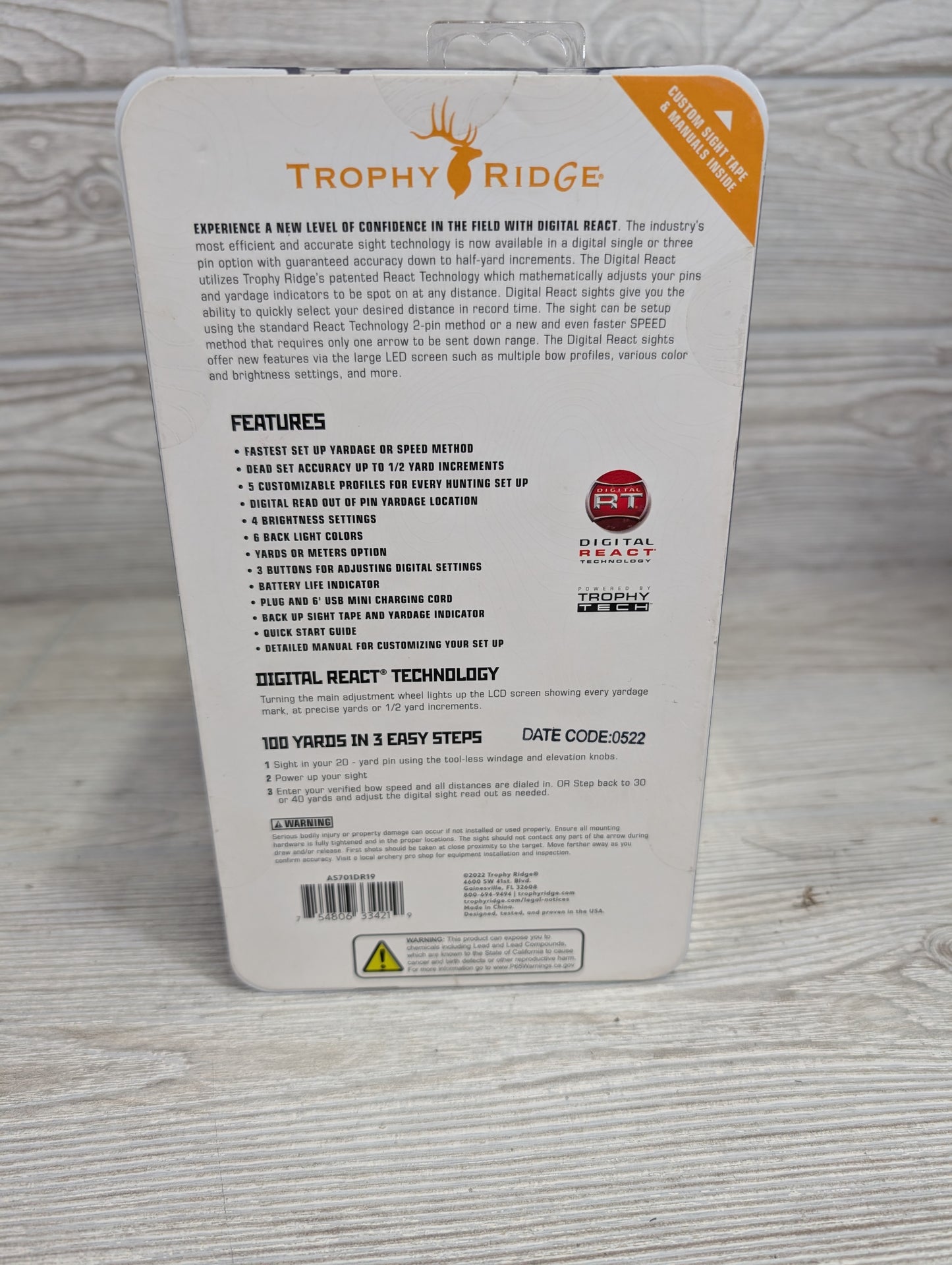 NEW Trophy Ridge Digital React 1 Pin Right Hand .010 pin